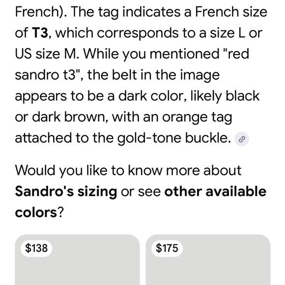 Sandro 100% Calf Skin Belt, Red, Made in Italy, Size T3 (large) - Picture 9 of 9